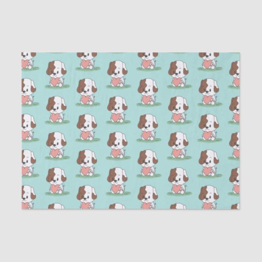 子犬とハート 薄葉紙 (正面)