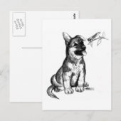 子犬とバッタ ポストカード (正面/裏面)