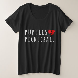 子犬とピックルボール かわいいピックルボール 男女兼用 プラスサイズTシャツ