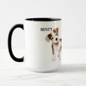 子犬と一緒の「犬と暮らすのカスタムが マグカップ (左)