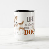 子犬と一緒の「犬と暮らすのカスタムが マグカップ (中央)