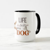 子犬と一緒の「犬と暮らすのカスタムが マグカップ (正面右)