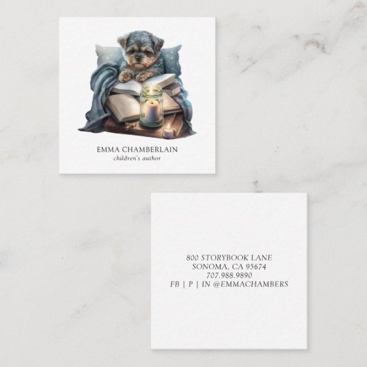 子犬と予約の子供の作家名刺 スクエア名刺 (正面/裏面)