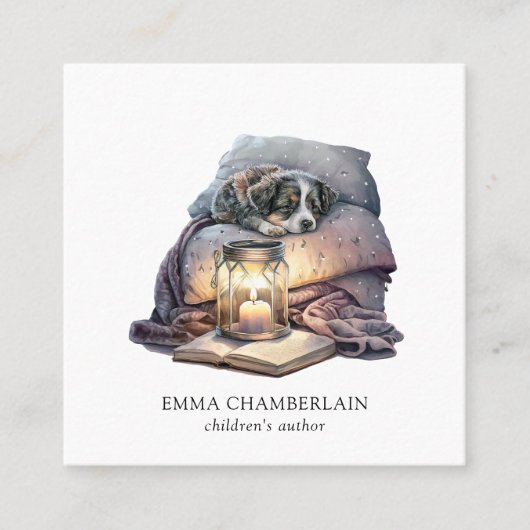 子犬と予約の子供の作家名刺 スクエア名刺 (正面)