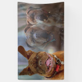 子犬と友人 横断幕 (縦)