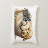 子犬と子猫が入った籠 アクセントクッション (裏面(縦))