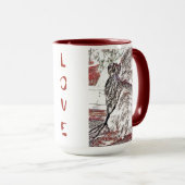 子犬と子猫が愛する2音の熱い飲み物マグ マグカップ (正面右)