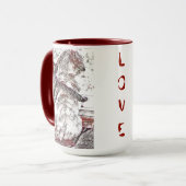 子犬と子猫が愛する2音の熱い飲み物マグ マグカップ (正面左)