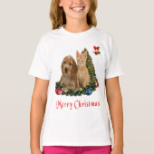 子犬と子猫のクリスマス Tシャツ (正面)