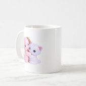 子犬と子猫のハグ かわいいカワイイ コーヒーマグカップ (正面左)