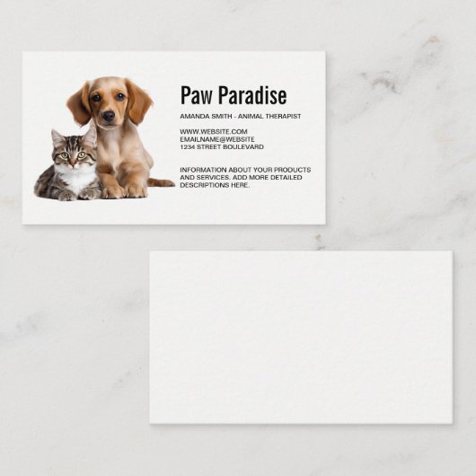 子犬と子猫の並び 名刺 (正面/裏面)