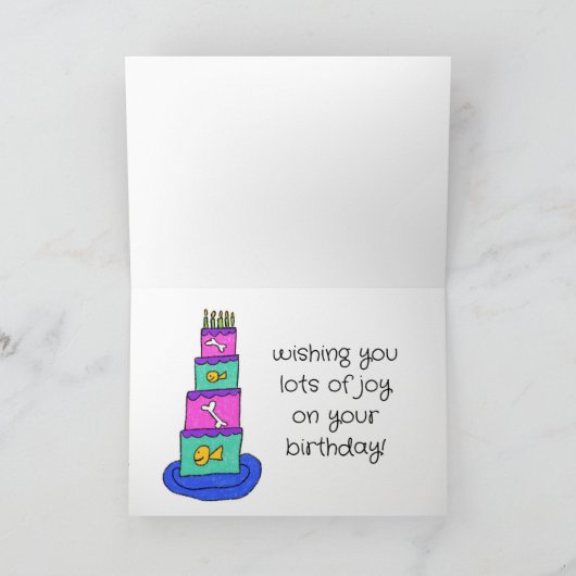 「子犬と子猫の誕生日パーティー」誕生日カード サンキューカード (内部)