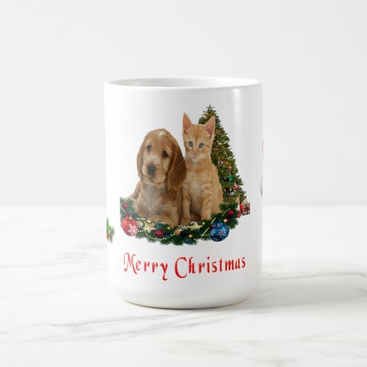 子犬と子猫クリスマスマグ モーフィングマグカップ (中央)