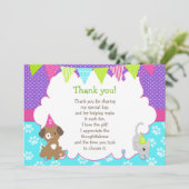 子犬と子猫サンキューカード紫グリーン サンキューカード (スタンド正面)