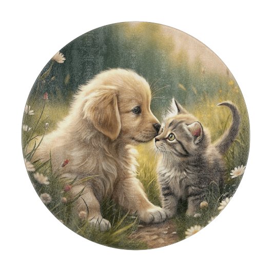 子犬と子猫 カッティングボード (正面)