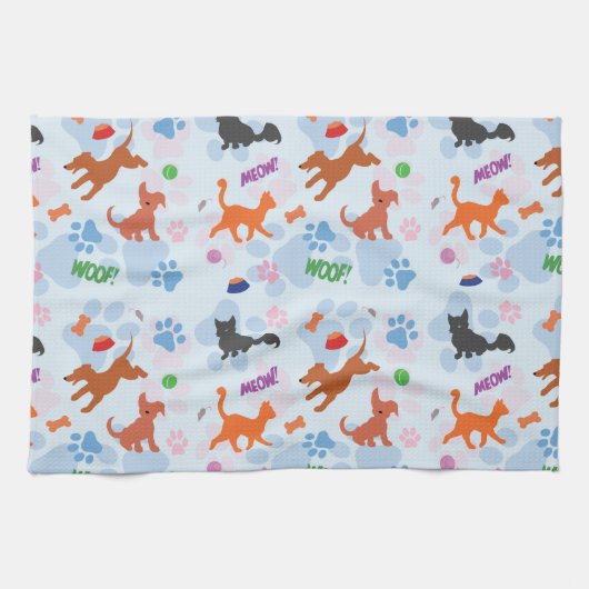 子犬と子猫 キッチンタオル (横)