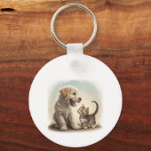 子犬と子猫 キーホルダー (正面)