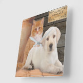   子犬と子猫 スクエア壁時計 (傾斜)