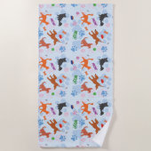 子犬と子猫 ビーチタオル (正面)