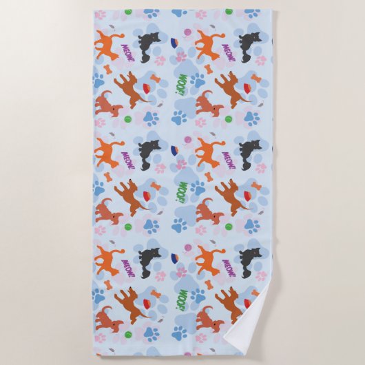 子犬と子猫 ビーチタオル (正面)