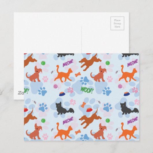 子犬と子猫 ポストカード (正面/裏面)