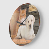 子犬と子猫 ラージ壁時計 (傾斜)