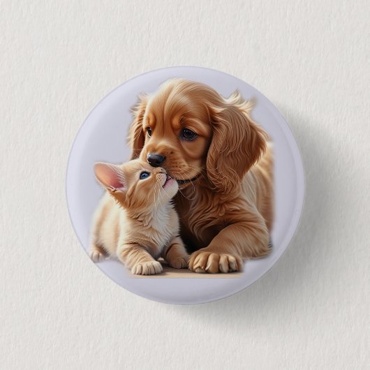 子犬と子猫 缶バッジ (正面)