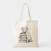子犬と本 トートバッグ (裏面)