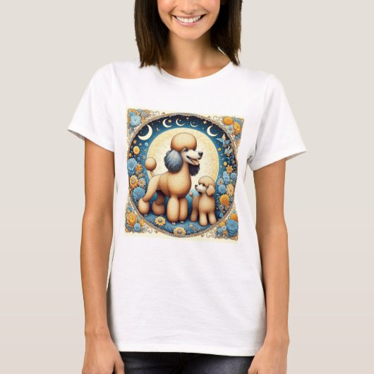 子犬と母プードル Tシャツ (正面)
