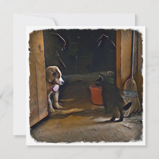 子犬と猫の乳幼児。 ノートカード (正面)