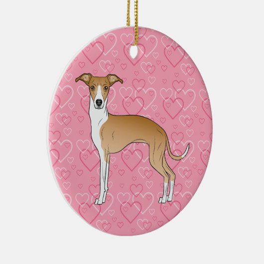 子犬と白いイギー犬 – ピンクのハートペット記念碑 セラミックオーナメント (右)