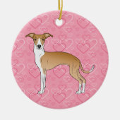 子犬と白いイギー犬 – ピンクのハートペット記念碑 セラミックオーナメント (正面)