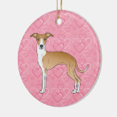 子犬と白いイギー犬 – ピンクのハートペット記念碑 セラミックオーナメント (左)