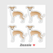 子犬と白いイタリアングレイハウンドの漫画の犬 シール (シート)