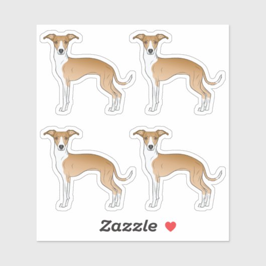 子犬と白いイタリアングレイハウンドの漫画の犬 シール (シート)