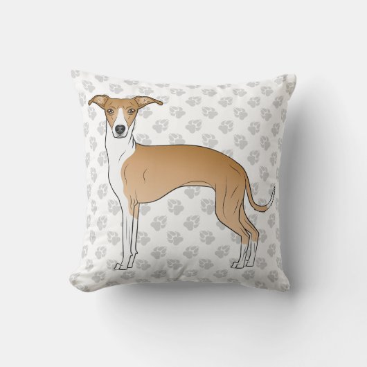 子犬と白いイタリアン肉付きグレイハウンド クッション (正面)