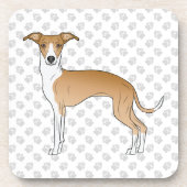 子犬と白いイタリアン肉付きグレイハウンド コースター (正面)