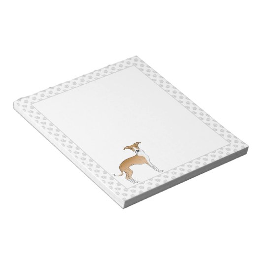 子犬と白いイタリアン肉付きグレイハウンド ノートパッド (アングル)