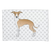 子犬と白いイタリアン肉付きグレイハウンド 枕カバー (正面左)