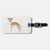 子犬と白のイタリアングレイハウンドとカスタム文字 ラゲッジタグ (正面横)