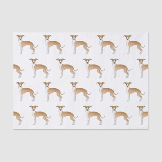子犬と白イタリアングレイハウンド可愛い犬のパターン 薄葉紙 (正面)