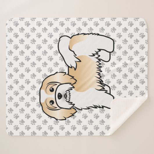 子犬と白ハバナのかわいい漫画の犬 シェルパブランケット (正面(横))