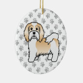 子犬と白ハバナのかわいい漫画の犬 セラミックオーナメント (右)