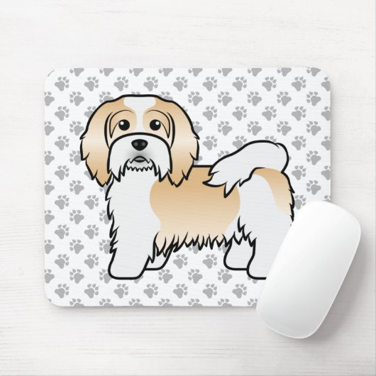 子犬と白ハバナのかわいい漫画の犬 マウスパッド (マウス)