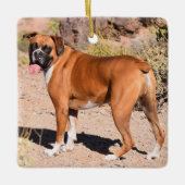 子犬と白ボクサー セラミックオーナメント (正面)