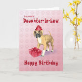 子犬と義理の娘のための誕生日カード カード (黄色い花)