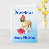 子犬と義理の父親の誕生日カード カード (黄色い花)