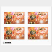 子犬と花火の誕生日おめでとう 長方形シール (シート)