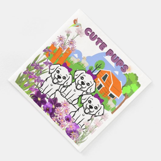 子犬と花紙ナプキン (コーナー)