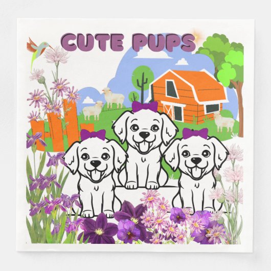 子犬と花紙ナプキン (正面)